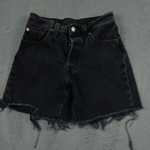 Levis 501 Shorts Womens‎ 24 Black Denim Premium Pockets Casual Modern Cut Off